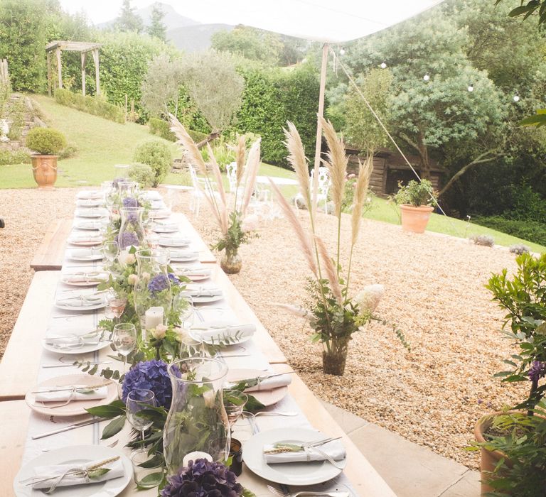 Elegant Engagement Celebration Dinner With Pastel Details & Pampas Grass Arrangements