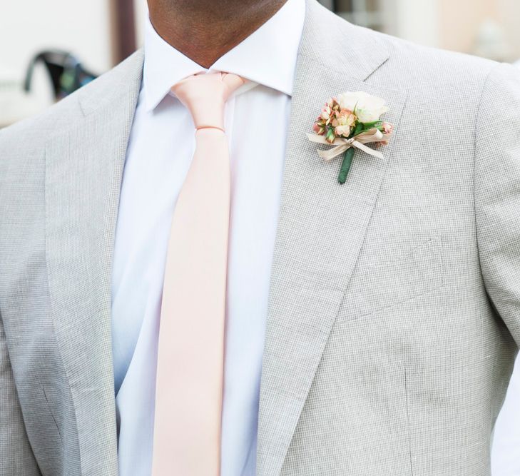 Peach Tie & Buttonhole