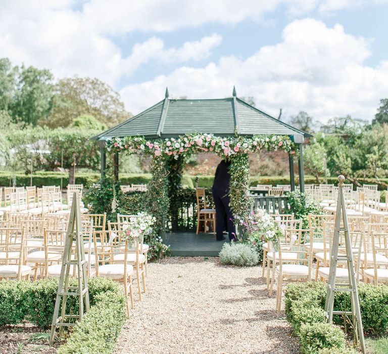 Outdoor Wedding Ceremony Aisle & Altar | The Secret Garden Wedding Venue in Essex | White Stag Wedding Photography