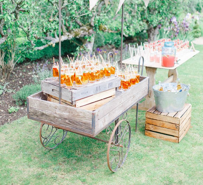 Drinks Cart | The Secret Garden Wedding Venue in Essex | White Stag Wedding Photography