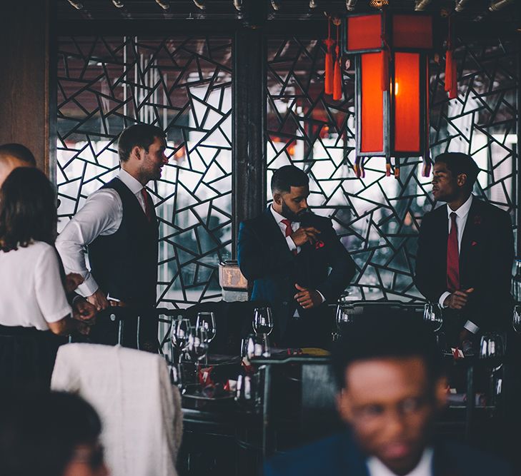 Chinese Wedding Breakfast | Wedding Ceremony | Bride in Reformation Poppy Gown | Groom in Navy Bespoke Club Suit | Stylish London Wedding Planned by Revelry Events | Story + Colour Photography