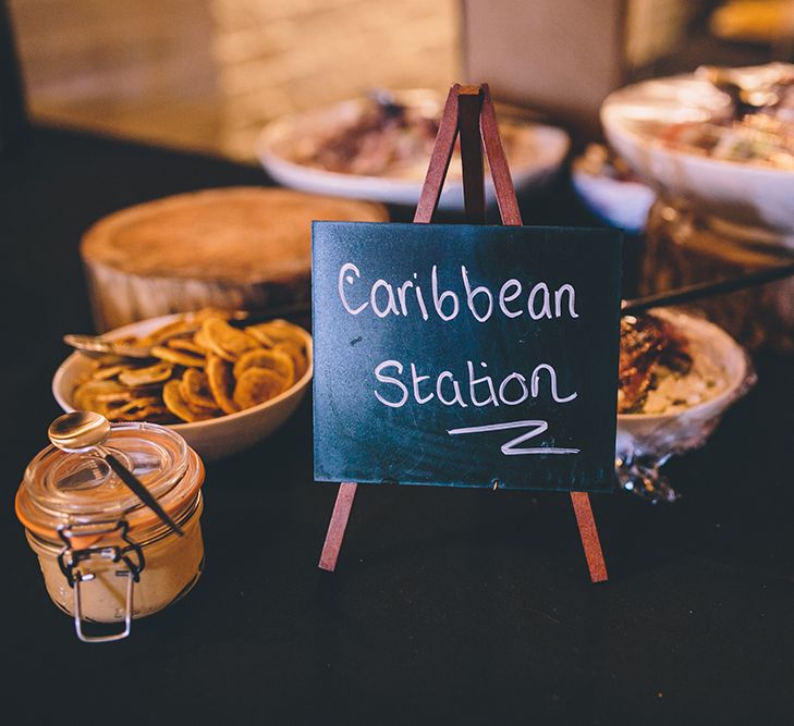 Caribbean Food Station | Stylish London Wedding Planned by Revelry Events | Story + Colour Photography