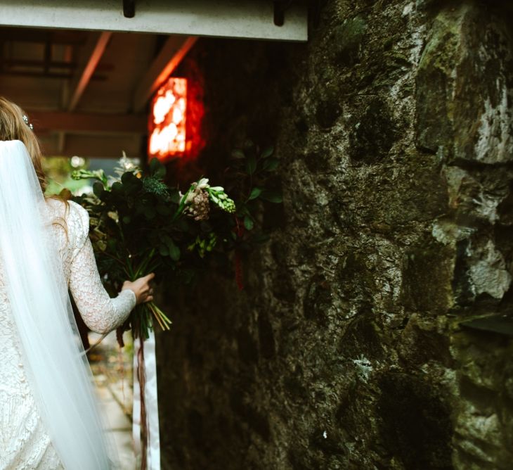 Botanical Barn Wedding In Scotland With An Abundance Of Foliage & Flowers With Bride In Vintage Gown By Elizabeth Avey & Images From Tub Of Jelly