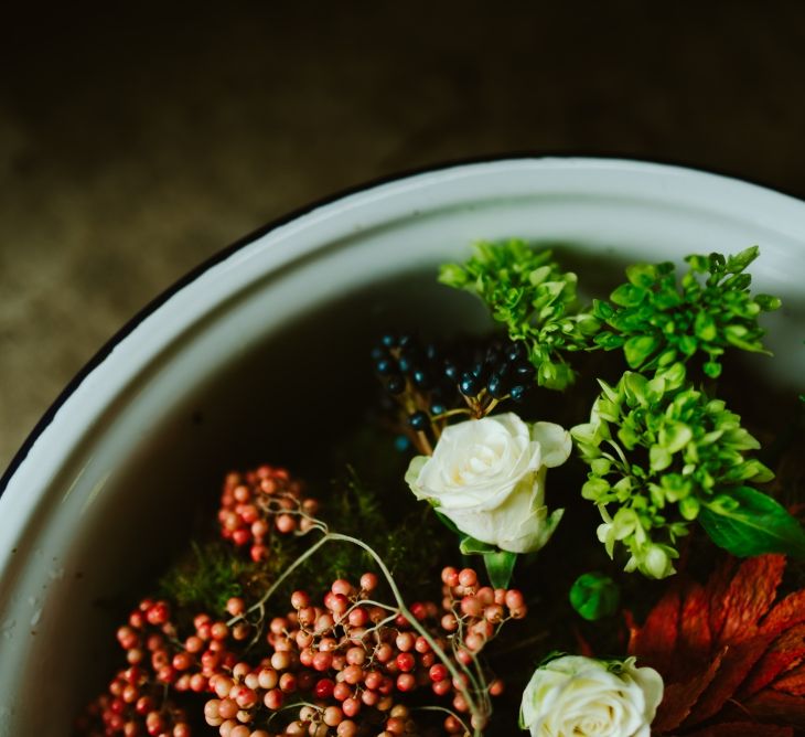 Botanical Barn Wedding In Scotland With An Abundance Of Foliage & Flowers With Bride In Vintage Gown By Elizabeth Avey & Images From Tub Of Jelly