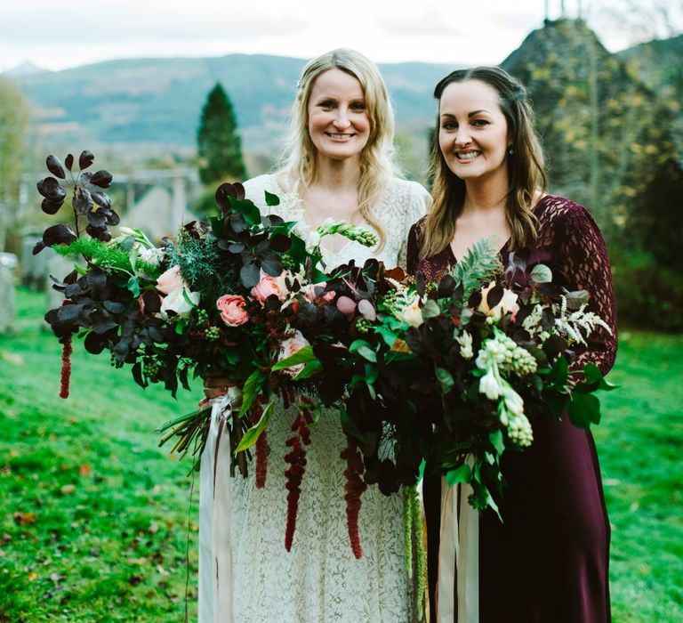 Botanical Barn Wedding In Scotland With An Abundance Of Foliage & Flowers With Bride In Vintage Gown By Elizabeth Avey & Images From Tub Of Jelly