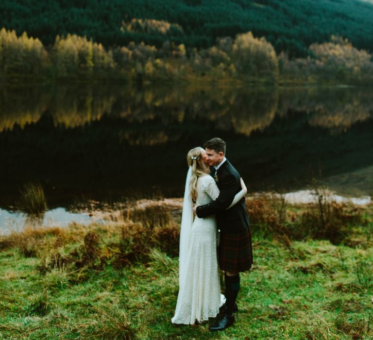 Botanical Barn Wedding In Scotland With An Abundance Of Foliage & Flowers With Bride In Vintage Gown By Elizabeth Avey & Images From Tub Of Jelly