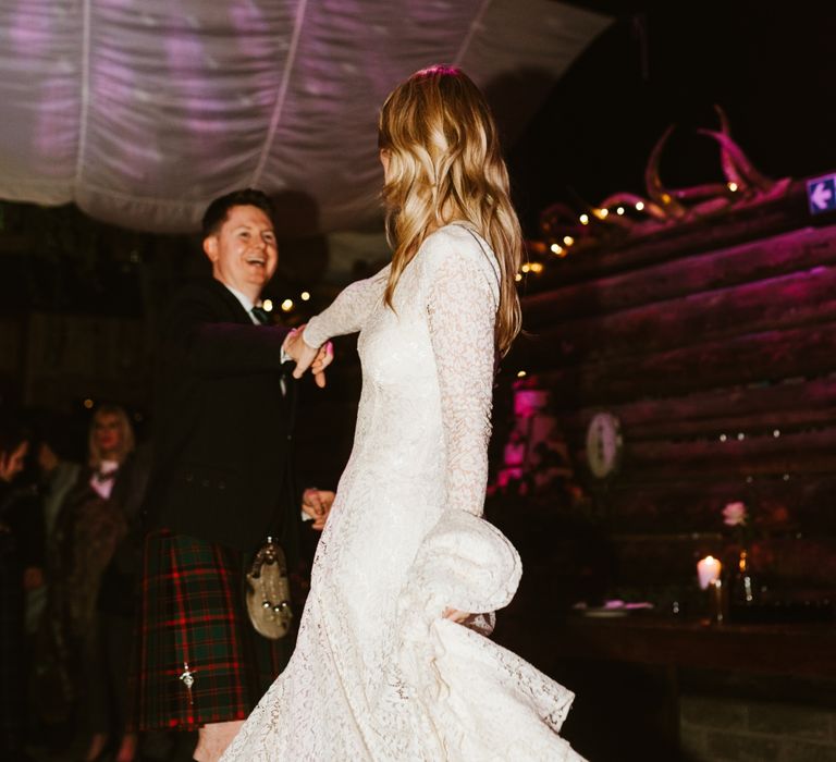 Botanical Barn Wedding In Scotland With An Abundance Of Foliage & Flowers With Bride In Vintage Gown By Elizabeth Avey & Images From Tub Of Jelly