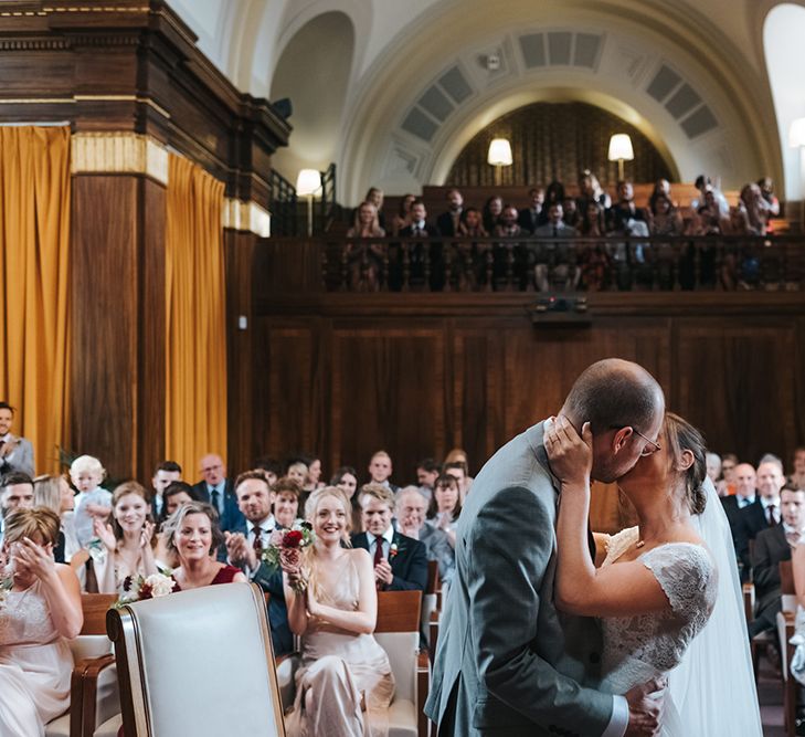 Bride in Cymbeline Wedding Dress | Groom in Bailey Nelson Suit | Intimate Ceremony at Stoke Newington Town Hall | Miss Gen Photography