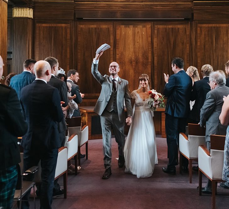 Bride in Cymbeline Wedding Dress | Groom in Bailey Nelson Suit | Intimate Ceremony at Stoke Newington Town Hall | Miss Gen Photography