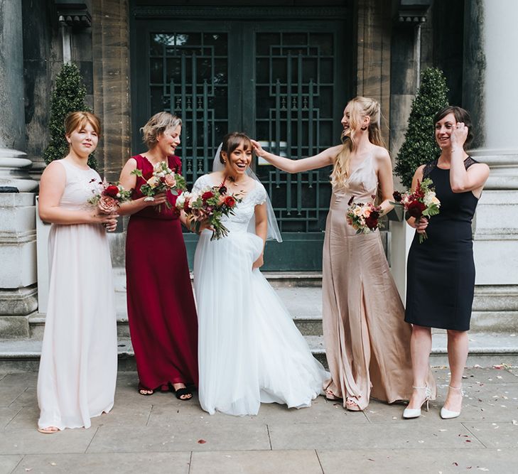 Bride in Cymbeline Wedding Dress | Bridesmaids in Different Dresses | Intimate Ceremony at Stoke Newington Town Hall | Miss Gen Photography