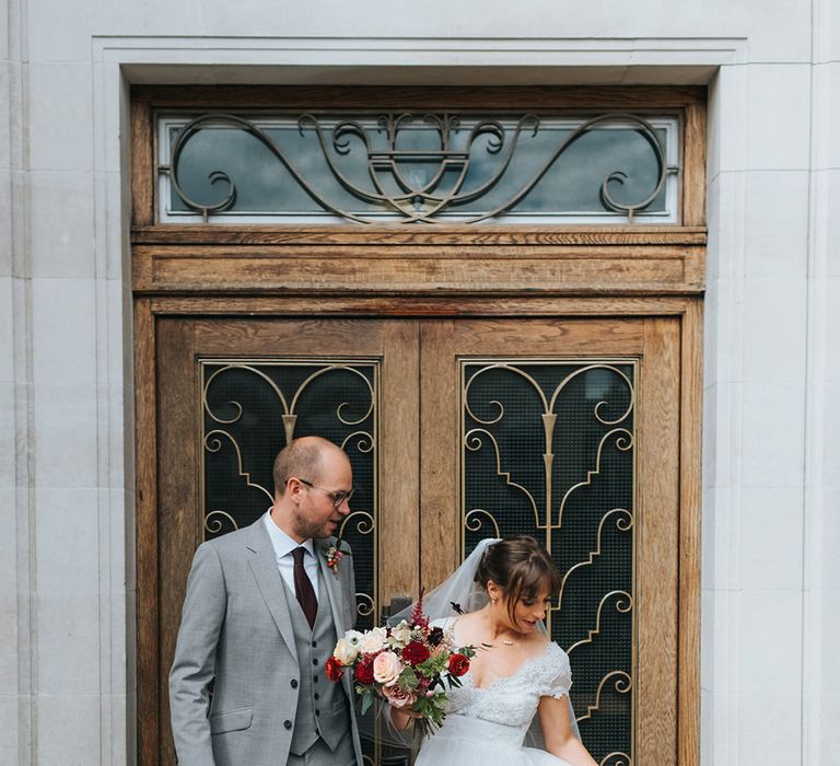 Bride in Cymbeline Wedding Dress | Groom in Bailey Nelson Suit | Intimate Ceremony at Stoke Newington Town Hall | Miss Gen Photography