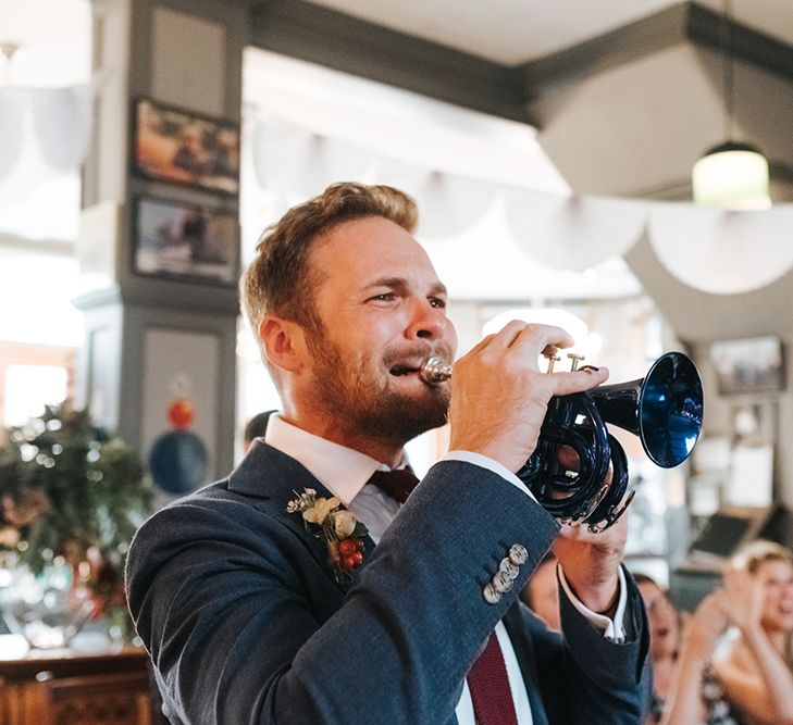 Bride in Cymbeline Wedding Dress | Groom in Bailey Nelson Suit | Laid Back Pub Wedding at The Londesborough | Miss Gen Photography