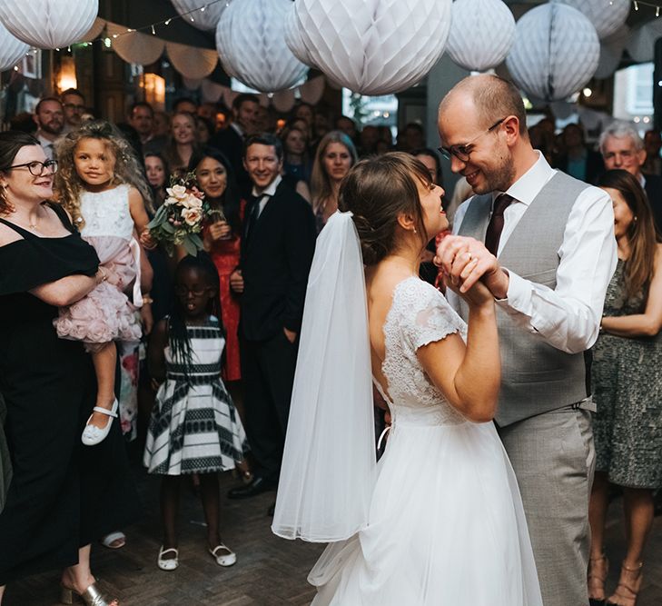 First Dance | Bride in Cymbeline Wedding Dress | Groom in Bailey Nelson Suit | Laid Back Pub Wedding at The Londesborough | Miss Gen Photography