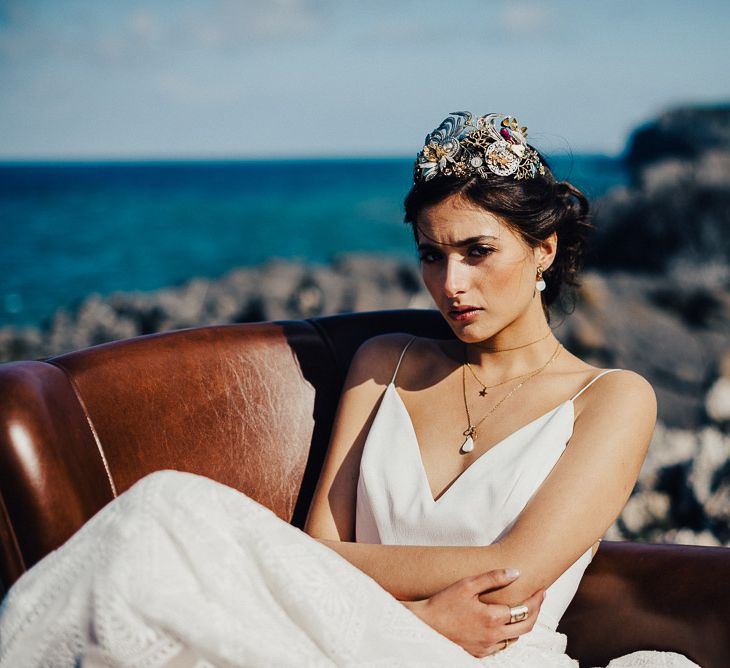 Engagement Shoot On The Cliffside In Asturias With Incredible Floral Ceremony Arch