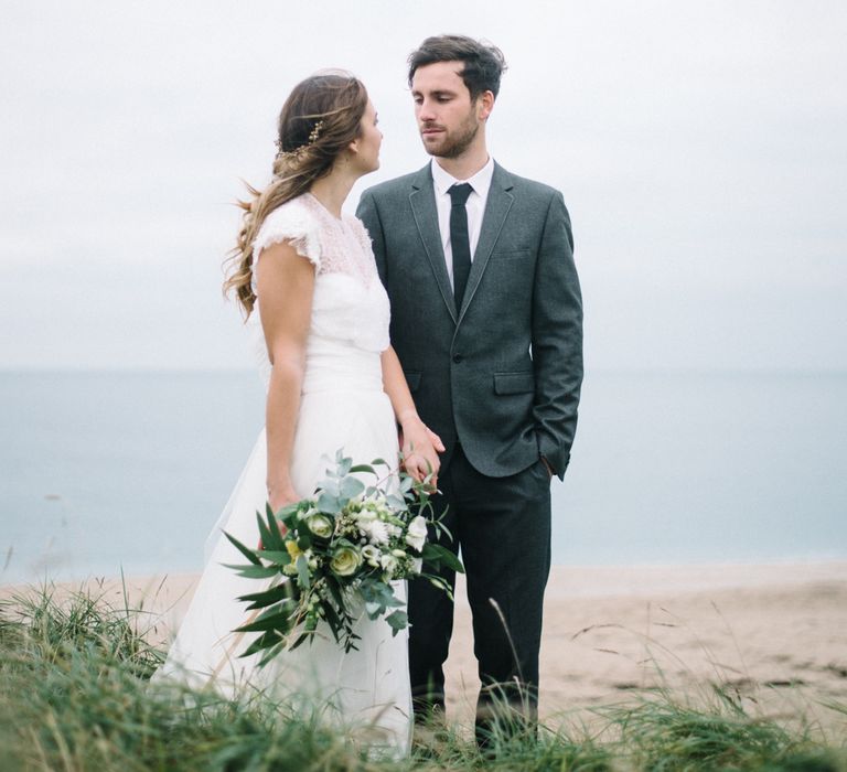 Bride & Groom Beach Wedding Cornwall