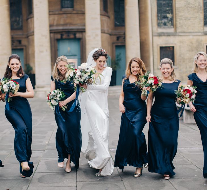 Bridesmaids in Navy Ghost Bridesmaid Dresses