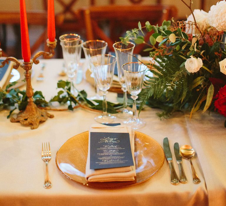 Elegant Gold Platter Place Setting