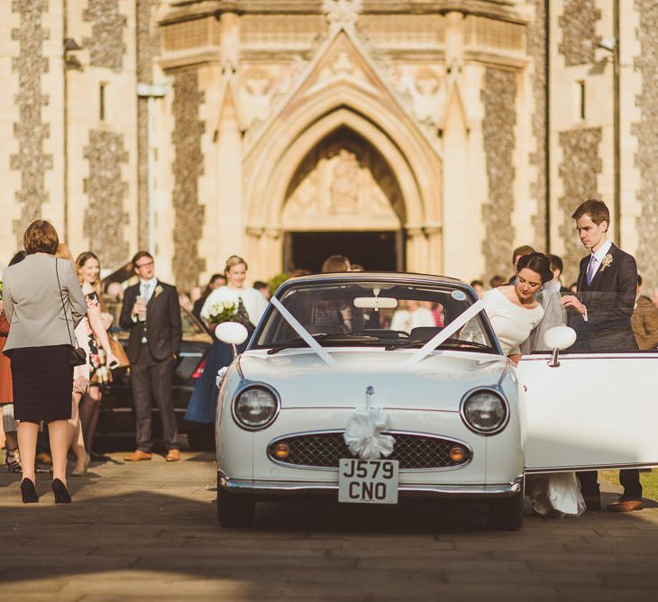 White Figaro Wedding Car | Catholic Church Ceremony at Sacred Heart in Wimbledon | Matt Penberthy Photography