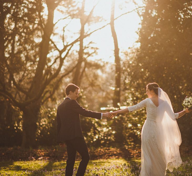 Sunset Portrait | Bride in JLM Couture Ti-Adora Wedding Dress | Groom in Moss Bros Suit | Matt Penberthy Photography