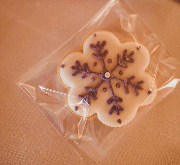 Snowflake Biscuit Wedding Favour | Elegant Wedding at Cuddington Golf Club | Matt Penberthy Photography