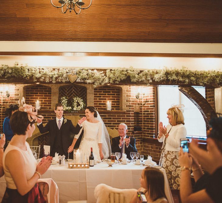 Top Table Decor | Bride in JLM Couture Ti-Adora Wedding Dress | Groom in Moss Bros Suit | Matt Penberthy Photography