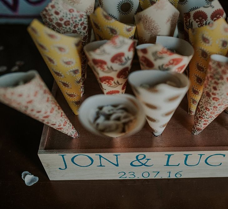 Confetti Cone Wedding Decor | Wedding Decor | Elmley Nature Reserve Wedding | Lola Rose Photography