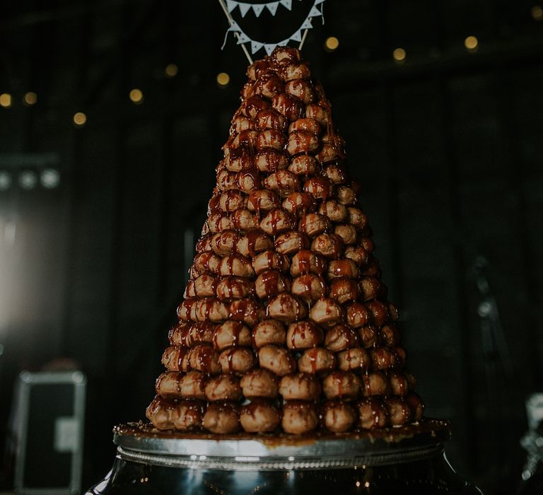 Profiterole Tower Wedding Cake | Elmley Nature Reserve Wedding | Lola Rose Photography