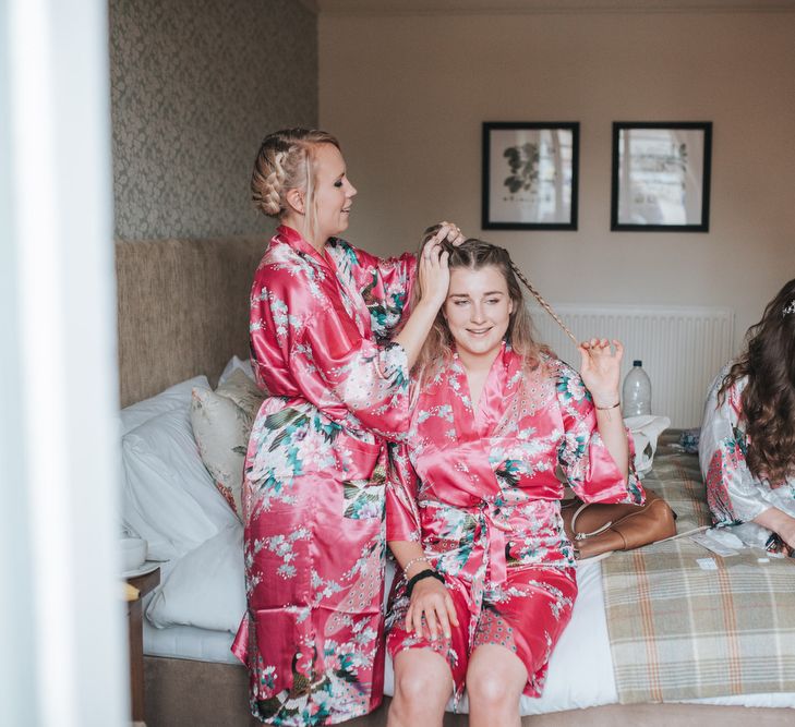 Bridesmaids Getting Ready Red Floral Robes