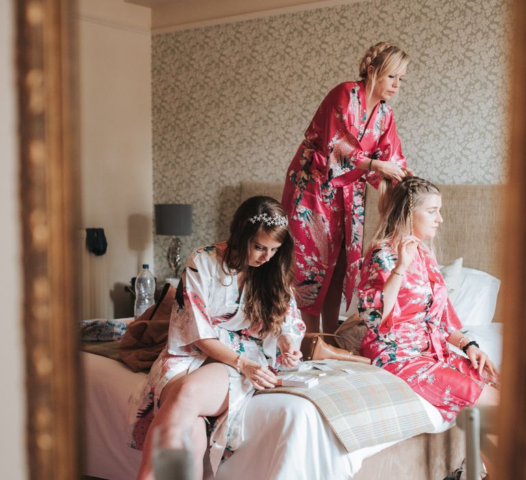 Bridesmaids Getting Ready Red Floral Robes