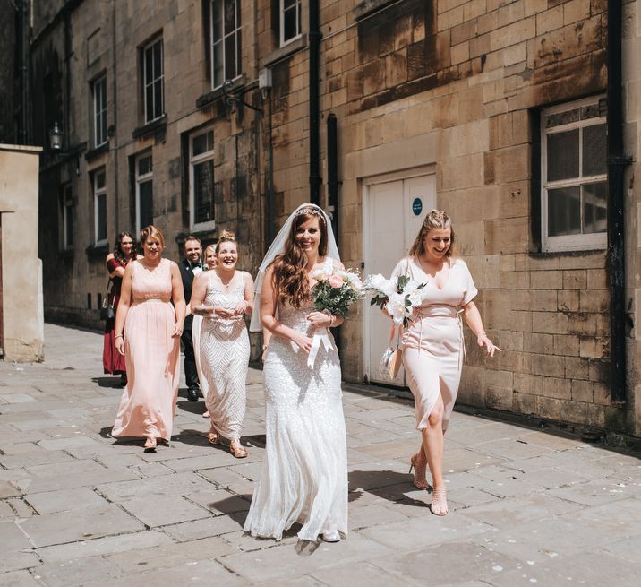 Bride In Sequin Phase Eight Wedding Dress