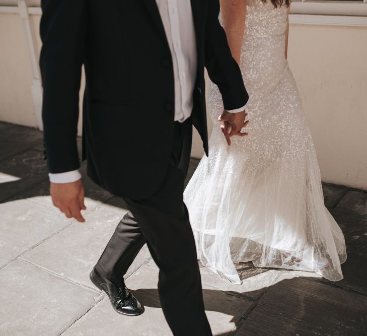 Sequin Phase Eight Wedding Dress For A Relaxed Wedding At The Little Theatre Cinema & The Silk Mill Studios With Image By Pear & Bear Photography