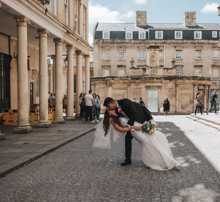 Sequin Phase Eight Wedding Dress For A Relaxed Wedding At The Little Theatre Cinema & The Silk Mill Studios With Image By Pear & Bear Photography