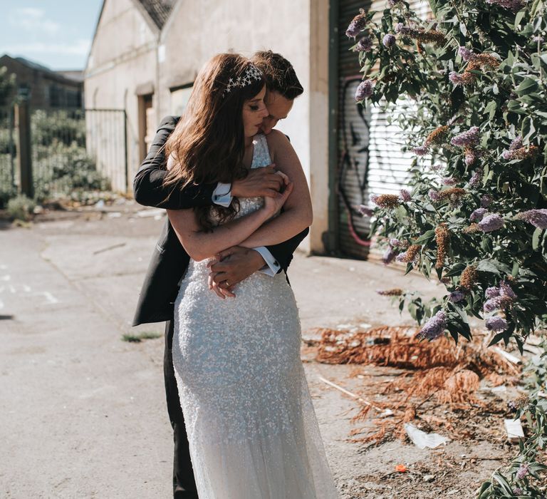 Sequin Phase Eight Wedding Dress For A Relaxed Wedding At The Little Theatre Cinema & The Silk Mill Studios With Image By Pear & Bear Photography