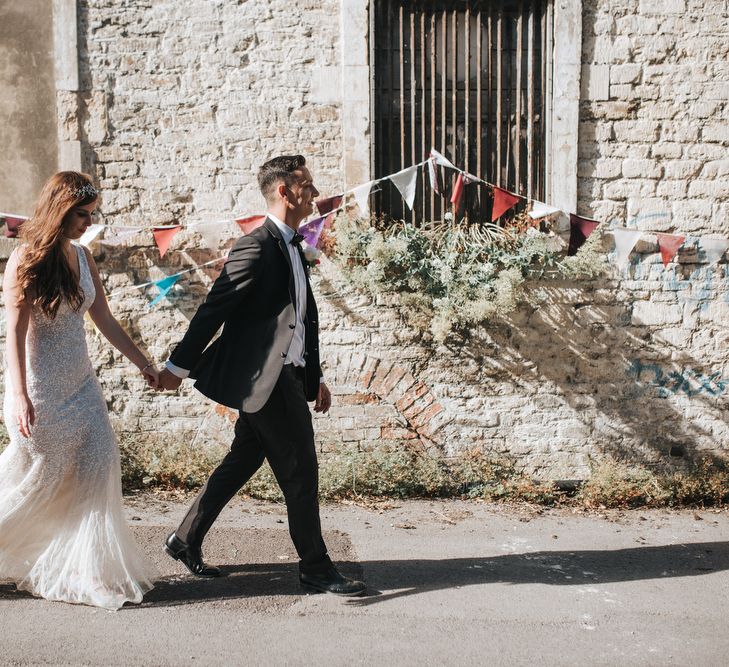 Sequin Phase Eight Wedding Dress For A Relaxed Wedding At The Little Theatre Cinema & The Silk Mill Studios With Image By Pear & Bear Photography