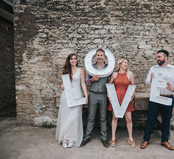 Sequin Phase Eight Wedding Dress For A Relaxed Wedding At The Little Theatre Cinema & The Silk Mill Studios With Image By Pear & Bear Photography