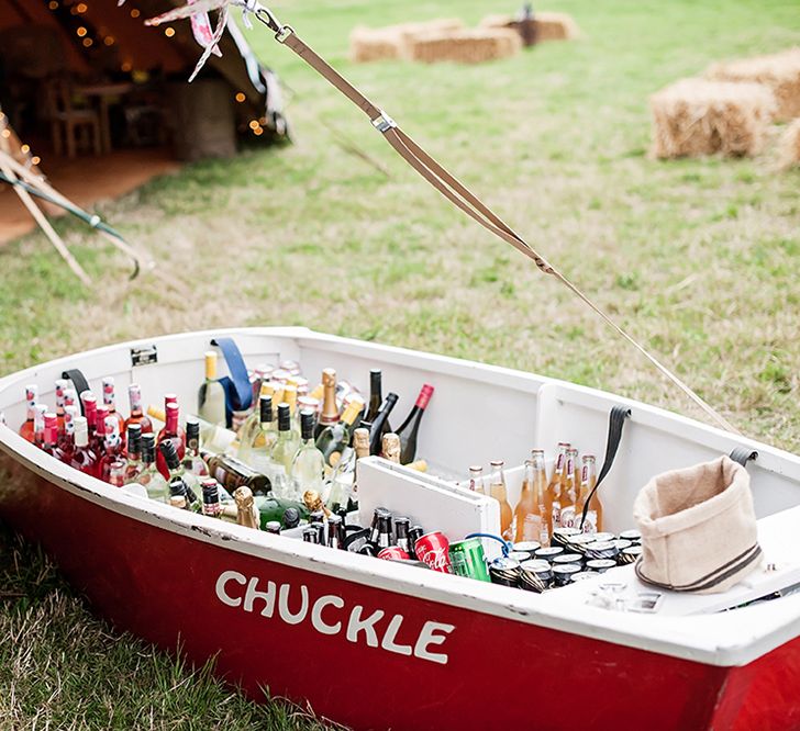 Wedding Drinks In Ice In Boat // Rustic Tipi Wedding With Handmade Details At Purbeck Valley Farmhouse With Coastal Tents Tipi And Images From Darima Frampton Photography