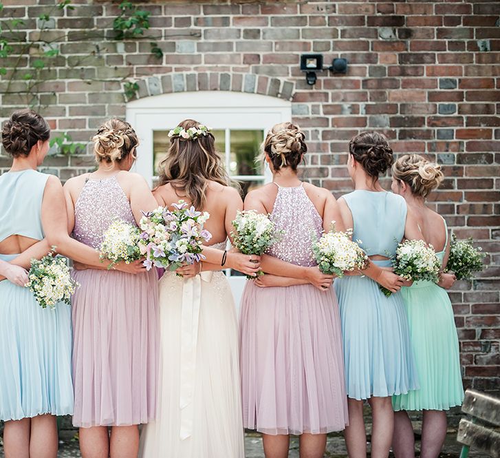 Bridesmaids In Pastel Dresses From ASOS // Rustic Tipi Wedding With Handmade Details At Purbeck Valley Farmhouse With Coastal Tents Tipi And Images From Darima Frampton Photography