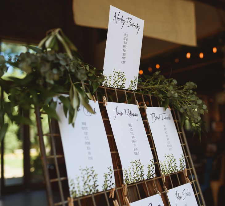 Greenery & White Wedding Stationery Table Plan