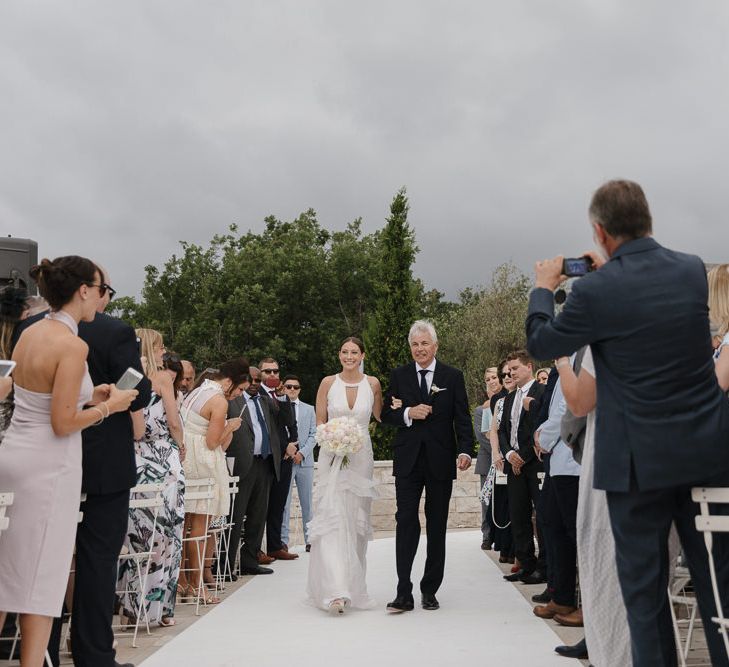 Bride in Temperley Gown | Outdoor Wedding Ceremony | Romantic Pink & White French Riviera Wedding at Chateau Saint Jeannet | Sebastien Boudot Photography | Shoot Me Now Films