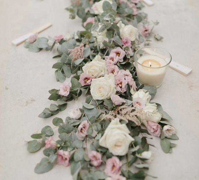 Aisle Flowers | Romantic Pink & White French Riviera Wedding at Chateau Saint Jeannet | Sebastien Boudot Photography | Shoot Me Now Films