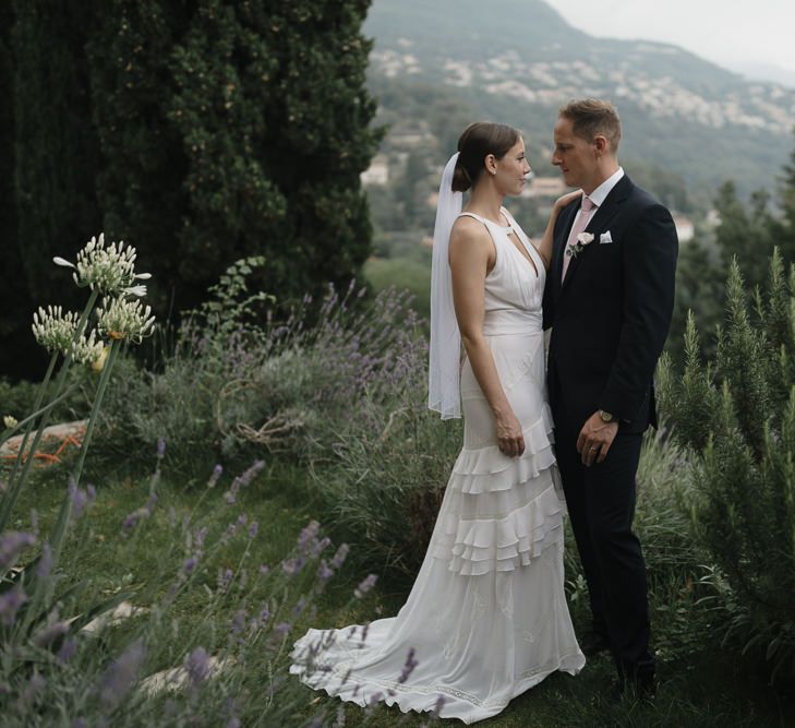 Bride in Temperley Wedding Dress | Groom in David Copperfield Suit | Romantic Pink & White French Riviera Wedding at Chateau Saint Jeannet | Sebastien Boudot Photography | Shoot Me Now Films