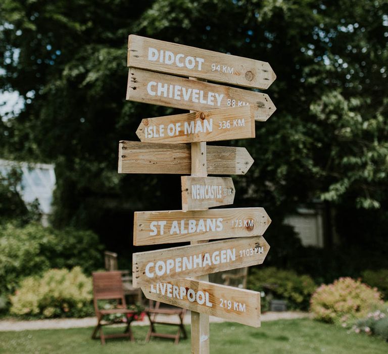 Wooden Wedding Sign | Rustic Tipi Wedding at The Grange, Belluton, Pensford | Images by Felix Russell-Saw & Ryan Winterbotham