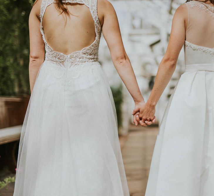 Two Brides with ASOS & Arielle by Heidi Hudson Wedding Dresses | Rustic Tipi Wedding at The Grange, Belluton, Pensford | Images by Felix Russell-Saw & Ryan Winterbotham