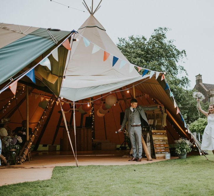 Two Brides with ASOS & Arielle by Heidi Hudson Wedding Dresses | Rustic Tipi Wedding at The Grange, Belluton, Pensford | Images by Felix Russell-Saw & Ryan Winterbotham