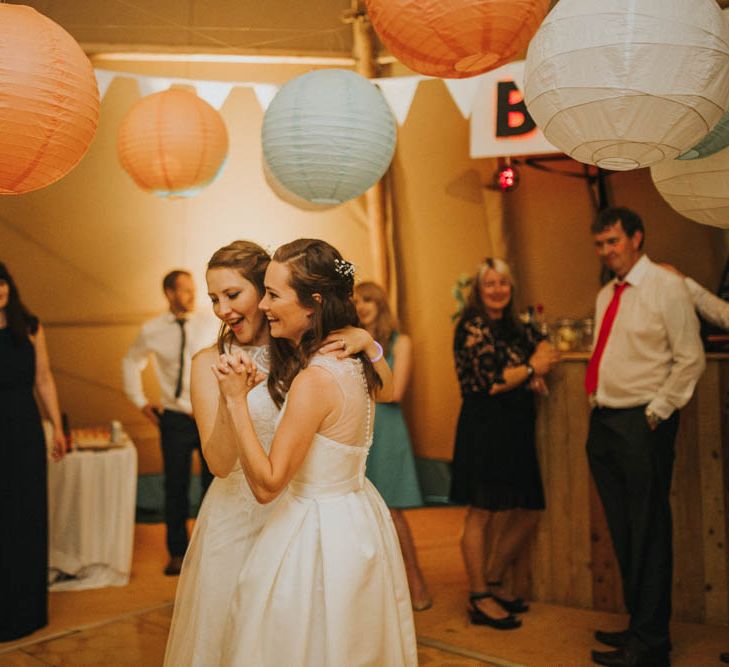 Two Brides with ASOS & Arielle by Heidi Hudson Wedding Dresses | Rustic Tipi Wedding at The Grange, Belluton, Pensford | Images by Felix Russell-Saw & Ryan Winterbotham