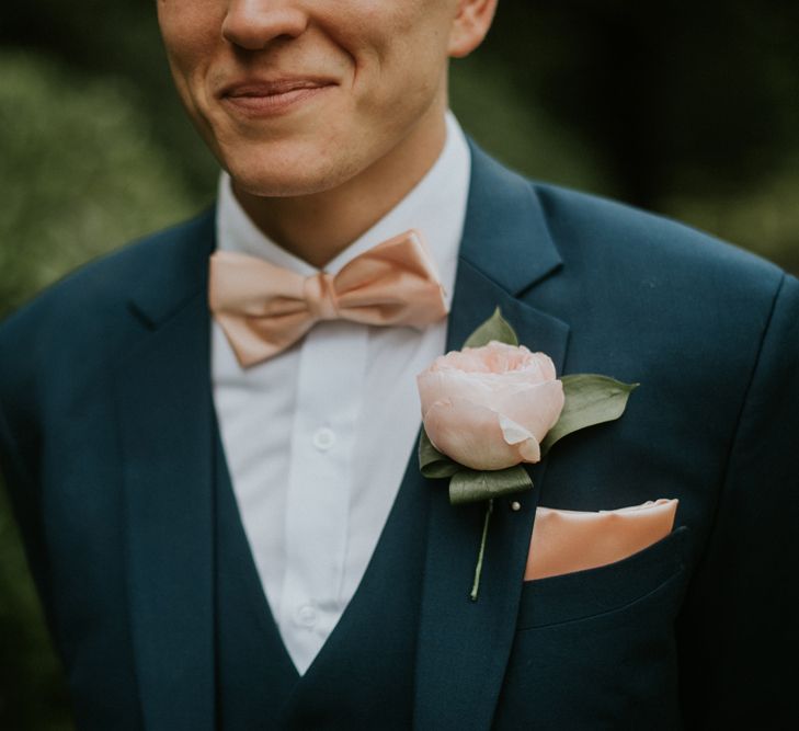 Peach Bow Tie & Buttonhole