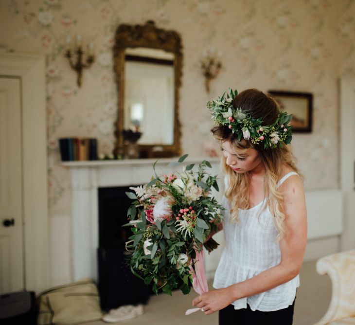 Bridal Preparations | Protea Bouquet & Flower Crown | The Lou's Photography