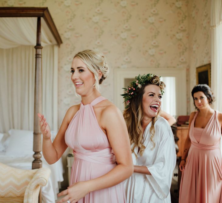 Bridal Preparations | Bridesmaid in Pink Multiway Towbirds Dress | The Lou's Photography