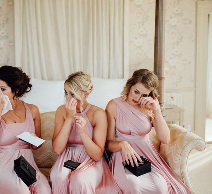 Thank-you Gifts | Bridesmaids in Pink Twobirds Dresses | The Lou's Photography