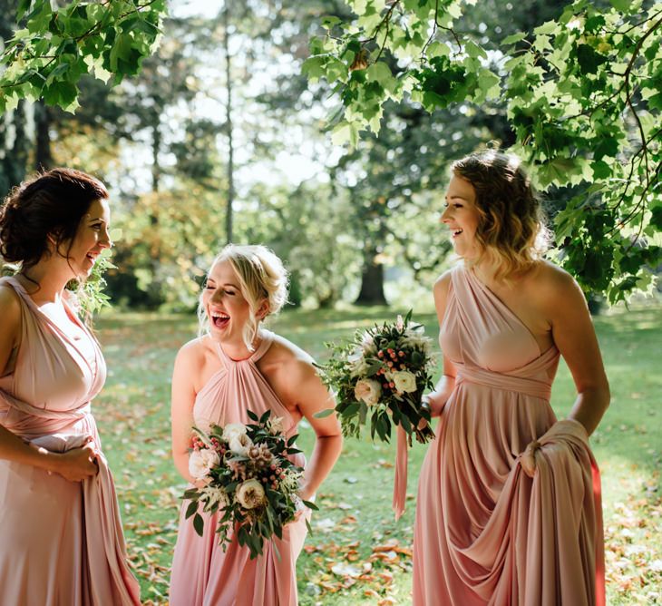 Bridesmaids in Pink Twobirds Dresses | The Lou's Photography